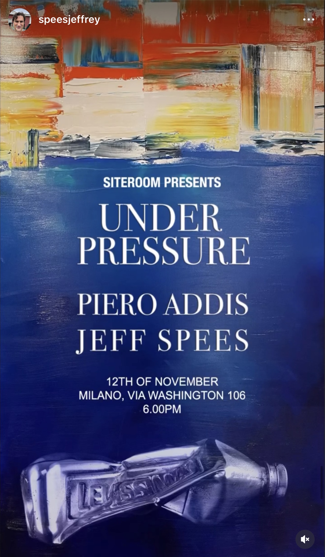 Locandina della mostra Under Pressure di Jeff Spees e Piero Addis a Siteroom, Milano, novembre 2025.